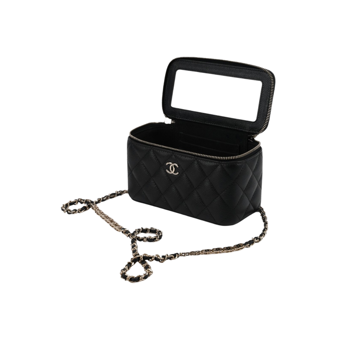 AP2625-B07641-94305 Chanel Vanity with Chain Grained Shiny Calfskin & Gold Black - #4