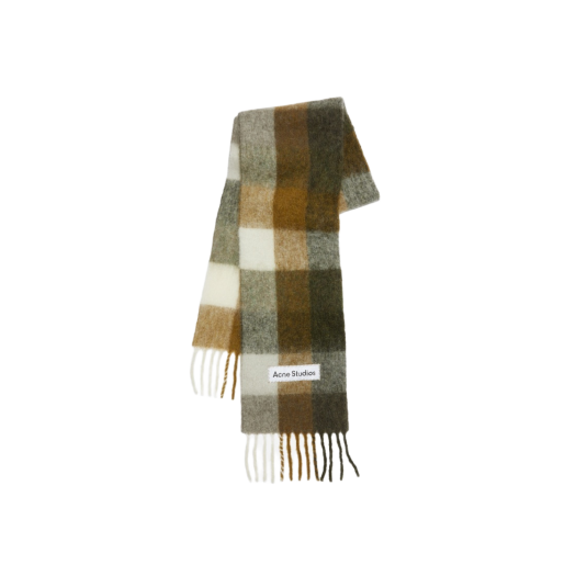 Acne Studios Mohair Check Scarf Taupe Green Black