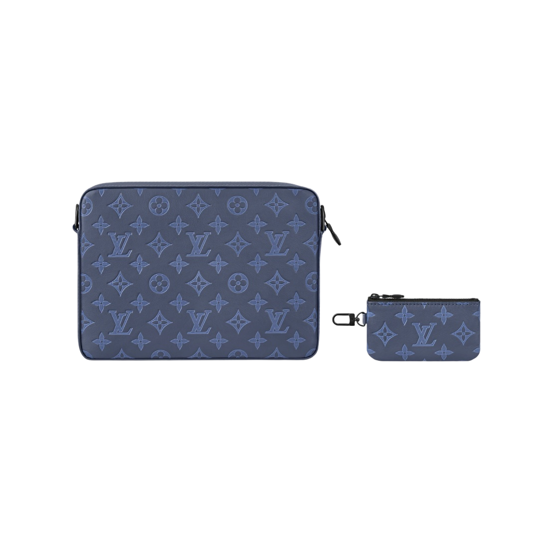 M45730 Louis Vuitton Duo Messenger Bag Monogram Shadow Navy Blue - #3