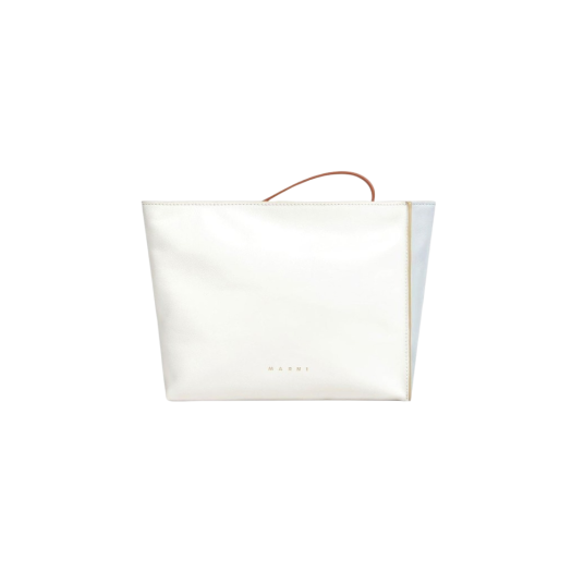 Marni Leather Museo Soft Clutch Lilywhite Cloud