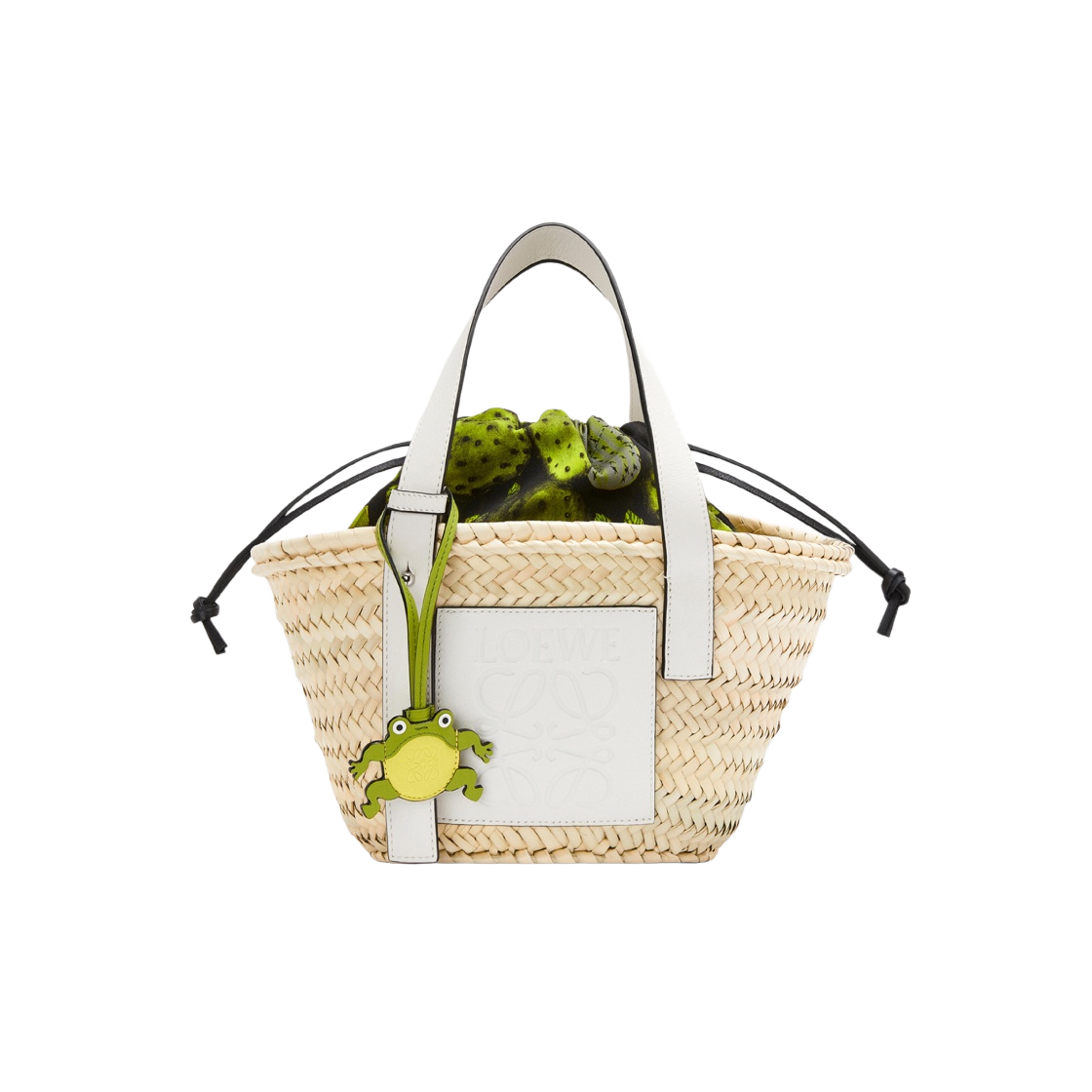 A223S93X04-2163 Loewe Small Basket Bag in Palm Leaf and Calfskin Natural White - #4