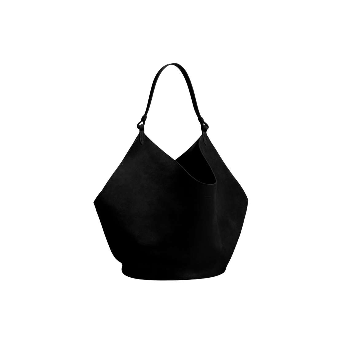 H2005-726-200 Khaite The Medium Lotus Tote Bag in Calfskin Suede Black