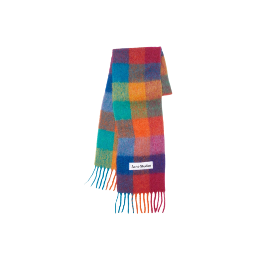 Acne Studios Mohair Check Scarf Fuchsia Pink Yellow Blue