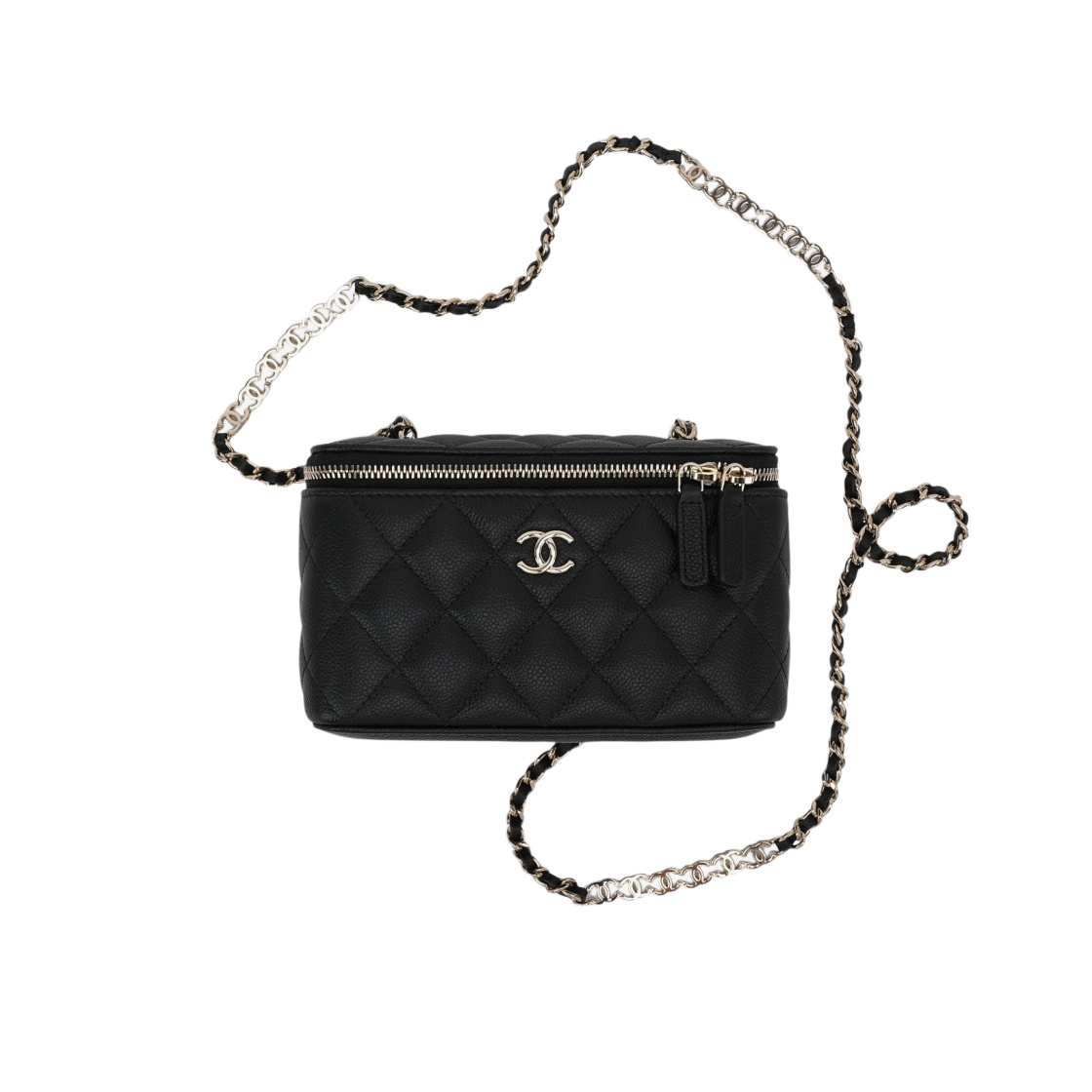 AP2625-B07641-94305 Chanel Vanity with Chain Grained Shiny Calfskin & Gold Black - #3