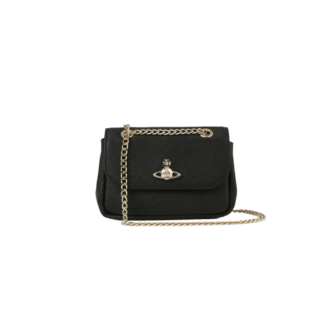 5202006MU-S000B-N401 Vivienne Westwood Saffiano Small Chain Croos Bag Black