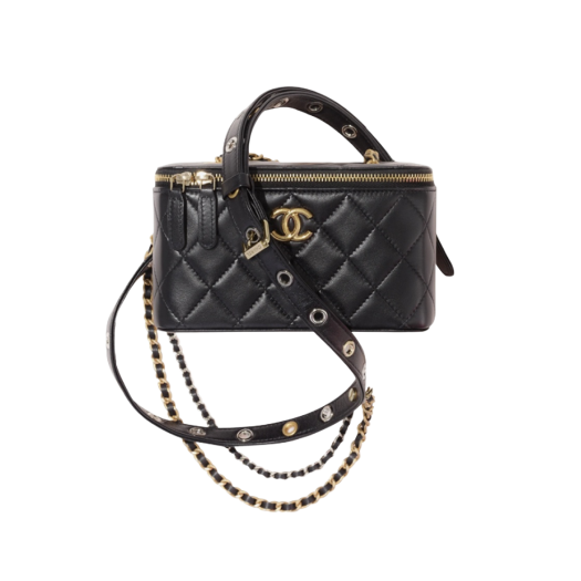 Chanel Vanity with Chain Lambskin & Gold Black