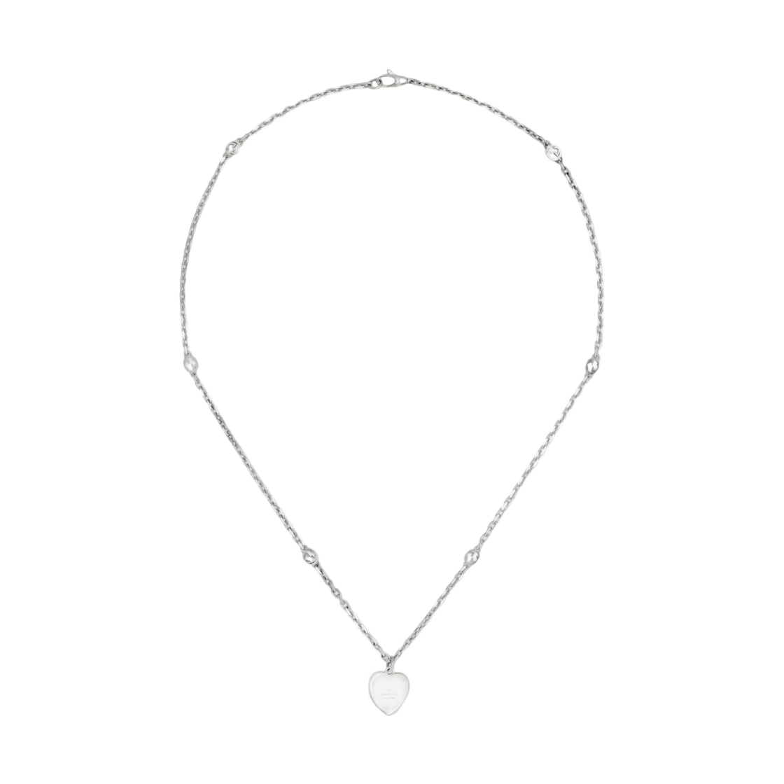 (W) 구찌 하트 네클리스 인터로킹 G 925 스털링 실버((W) Gucci Heart Necklace with Interlocking G 925 Sterling Silver) - 2