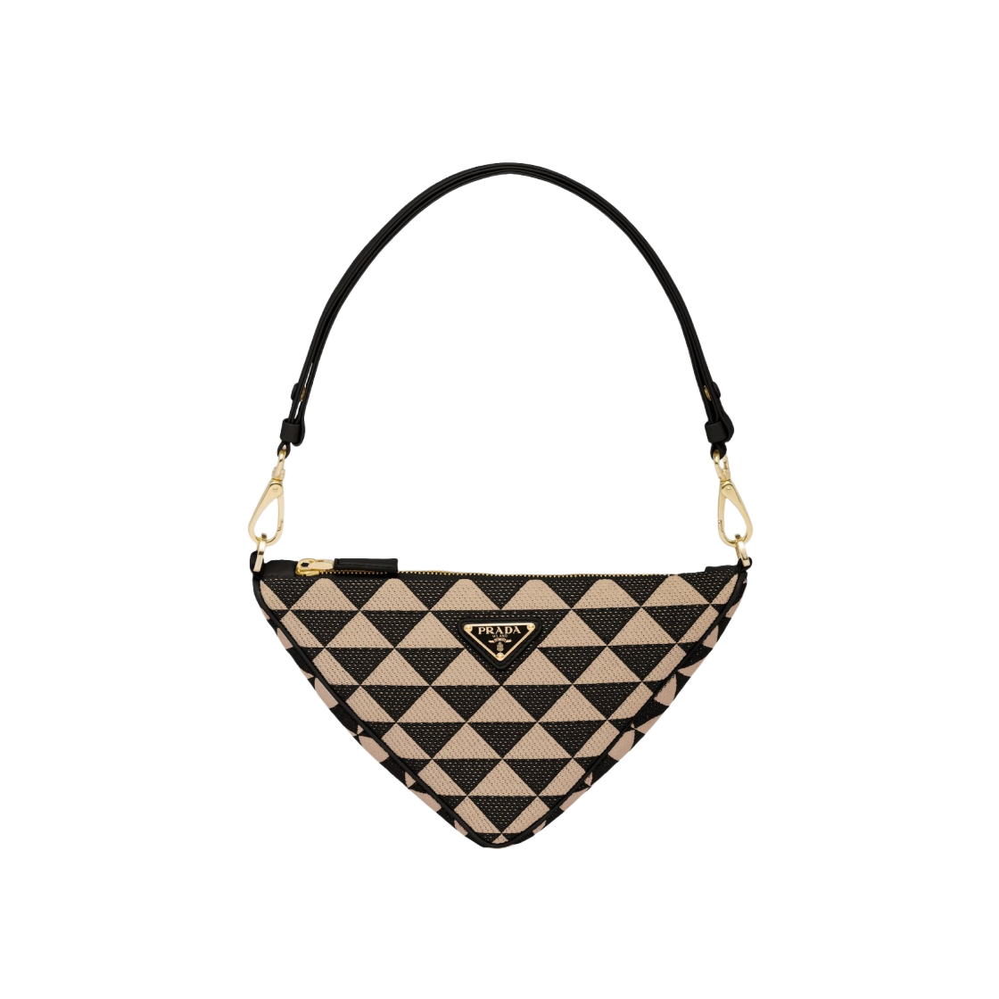 프라다 자수 자카드 패브릭 미니백 블랙 베이지(Prada Embroidered Jacquard Fabric Mini Bag Black Beige) - 1