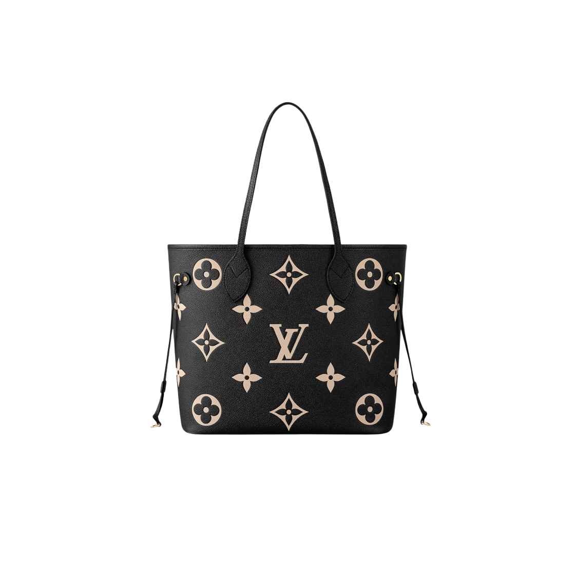 M58907 Louis Vuitton Neverfull MM Monogram Empreinte Black Beige