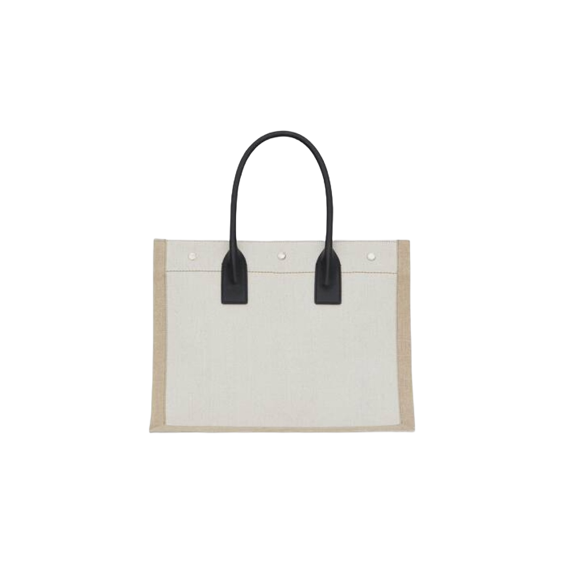 생로랑 리넨 레더 리브 고쉬 스몰 토트백 그레이지 블랙 내츄럴(Saint Laurent Rive Gauche Small Tote Bag in Linen Leather Grege Black Natural) - 4