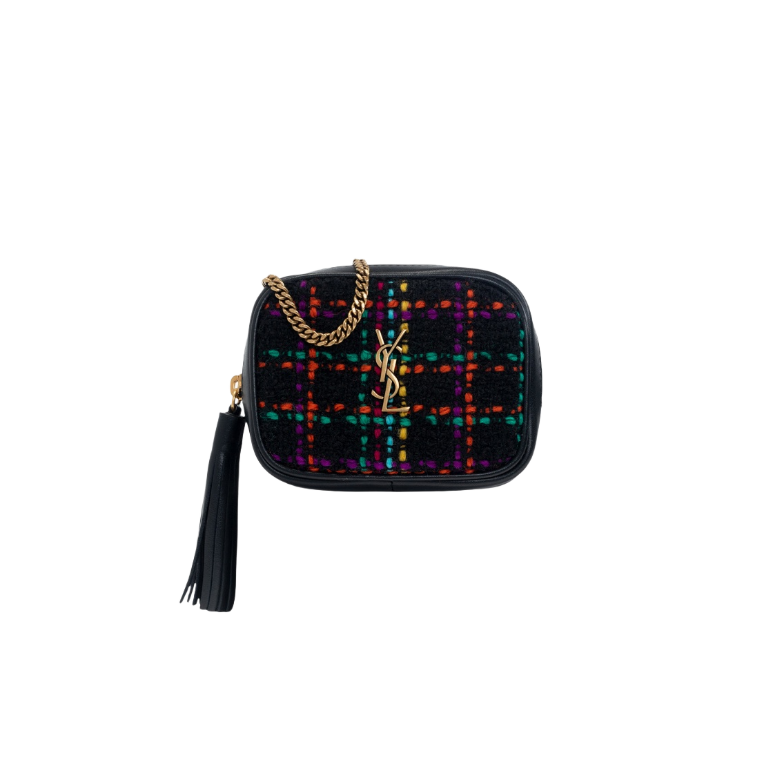생로랑 울 트위드 베이비 루 벨트백 블랙 멀티컬러(Saint Laurent Baby Lou Belt Bag in Wool Tweed Black Multicolore) - 1
