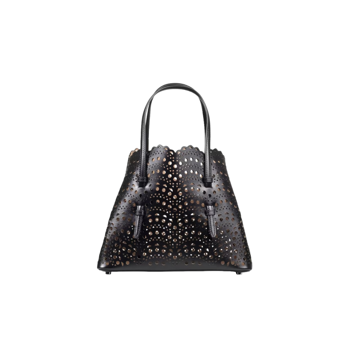 AA1S06720C0A44 Alaia Mina 20 Bag in Vienne Wave Lux Calfskin Black