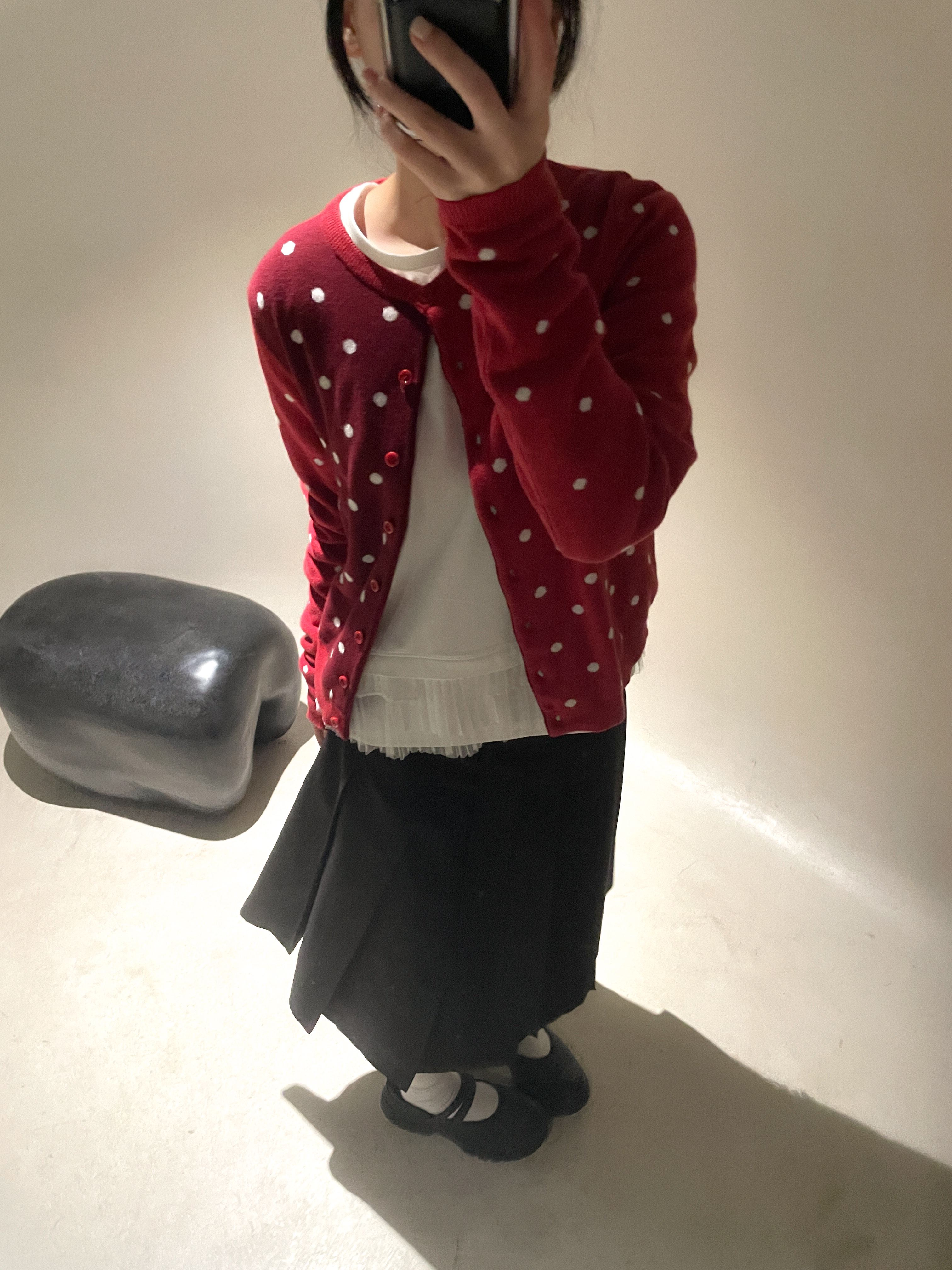Ohesio Balloon Banding Midi Skirt Black 착용 스타일 - 1
