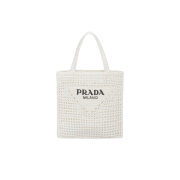Prada Raffia Tote Bag White