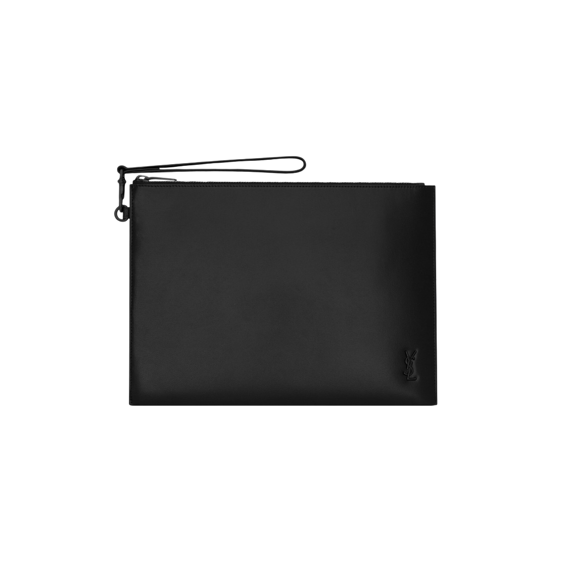 683827-1JB0U-1000 Saint Laurent Tiny Cassandre Zipped Tablet Holder in Shiny Leather Black - 대표 이미지 #1