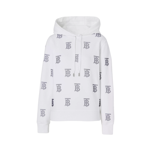 (W) Burberry Monogram Motif Cotton Hoodie White Blue