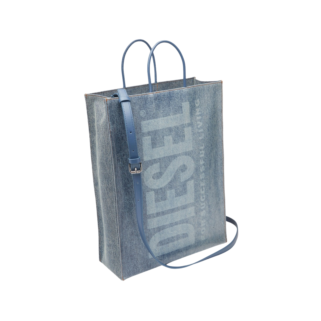 디젤 DSL 라지 쇼퍼백 인 코티드 마블 데님 블루(Diesel DSL Large Shopper Bag in Coated Marbled Denim Blue) - 2
