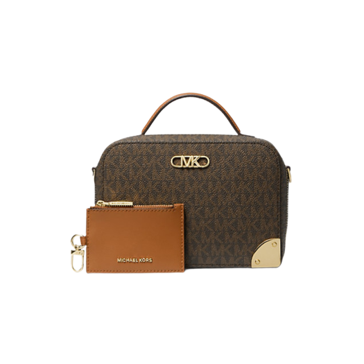 Michael Kors Estelle Small Logo Satchel Brown Acorn