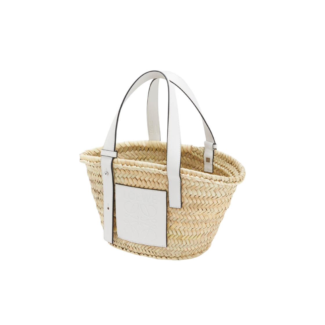 A223S93X04-2163 Loewe Small Basket Bag in Palm Leaf and Calfskin Natural White - #2