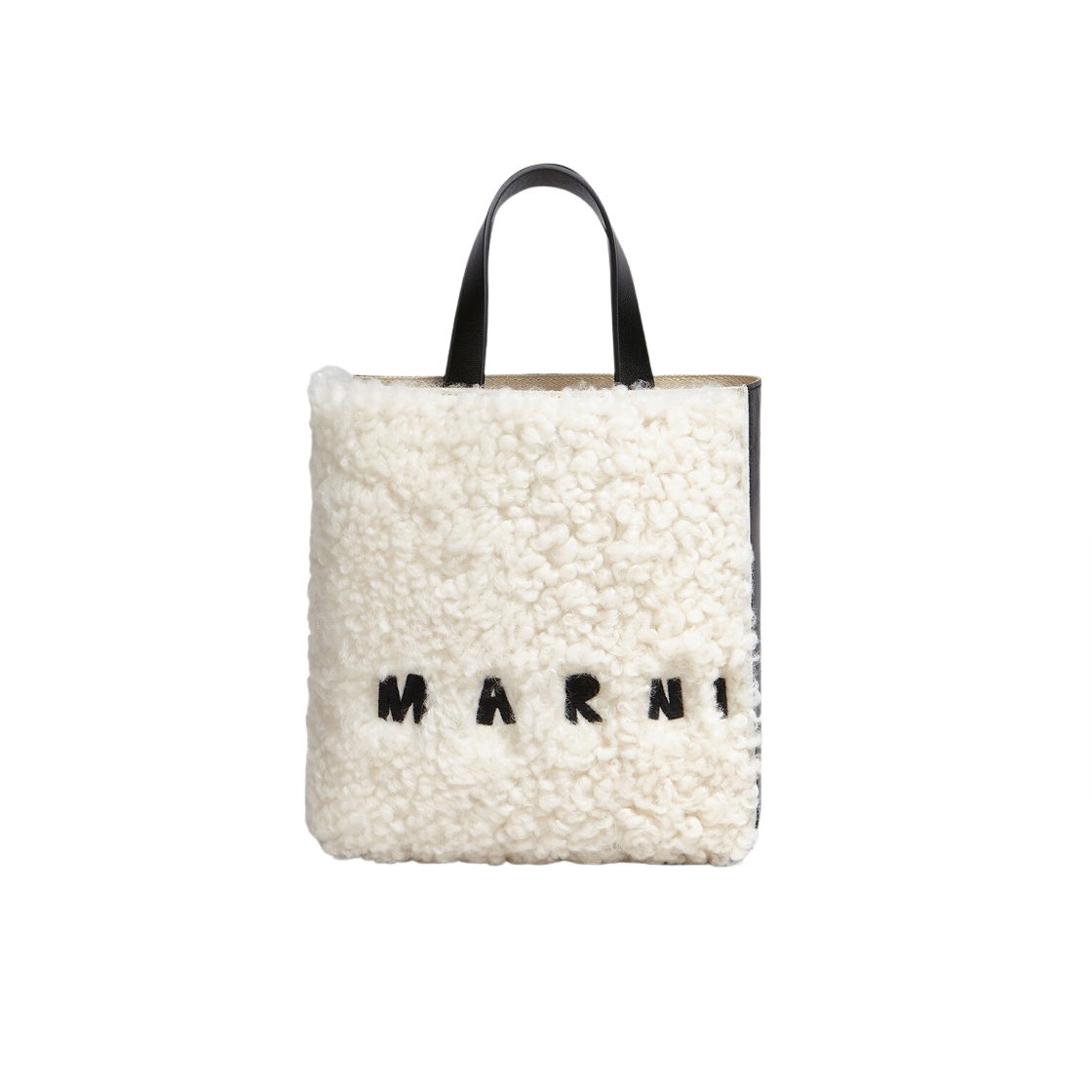 마르니 뮤제오 소프트 미니백 화이트 셔링 내츄럴 화이트 블랙(Marni Museo Soft Mini Bag in White Shearling Natural White Black) - 1