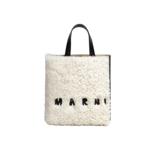 Marni Museo Soft Mini Bag in White Shearling Natural White Black