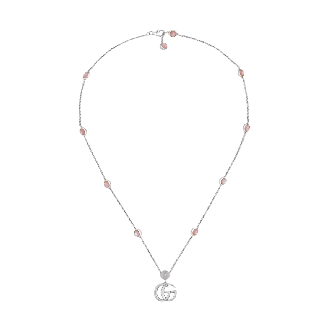527399-J8440-8164 Gucci Double G Mother Of Pearl Necklace Silver Aged Finish - 대표 이미지 #1