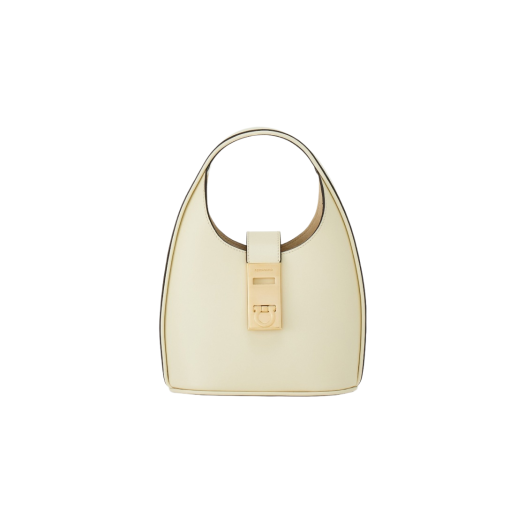 Ferragamo Mini Hobo Bag with Gancini Buckle Mascarpone