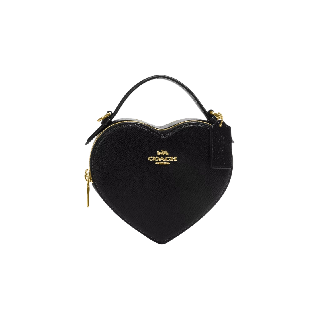코치 크로스그레인 레더 하트 크로스바디백 골드 블랙(Coach Crossgrain Leather Heart Crossbody Bag Gold Black) - 1