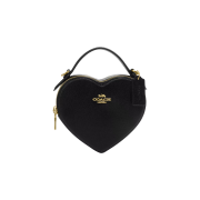 Coach Crossgrain Leather Heart Crossbody Bag Gold Black