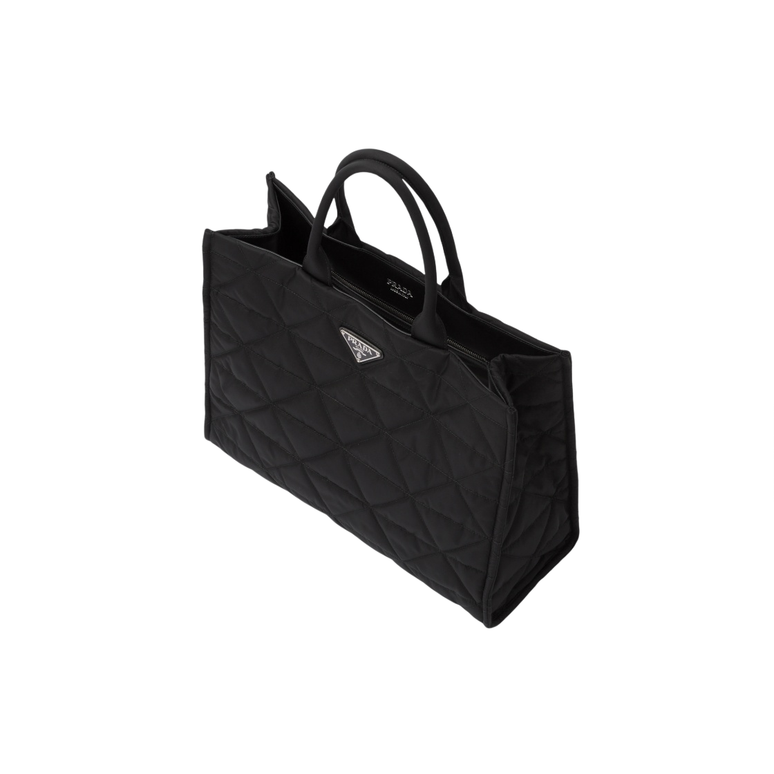 프라다 리나일론 쇼핑 백 탑스티칭 블랙(Prada Re-Nylon Shopping Bag Topstitching Black) - 2