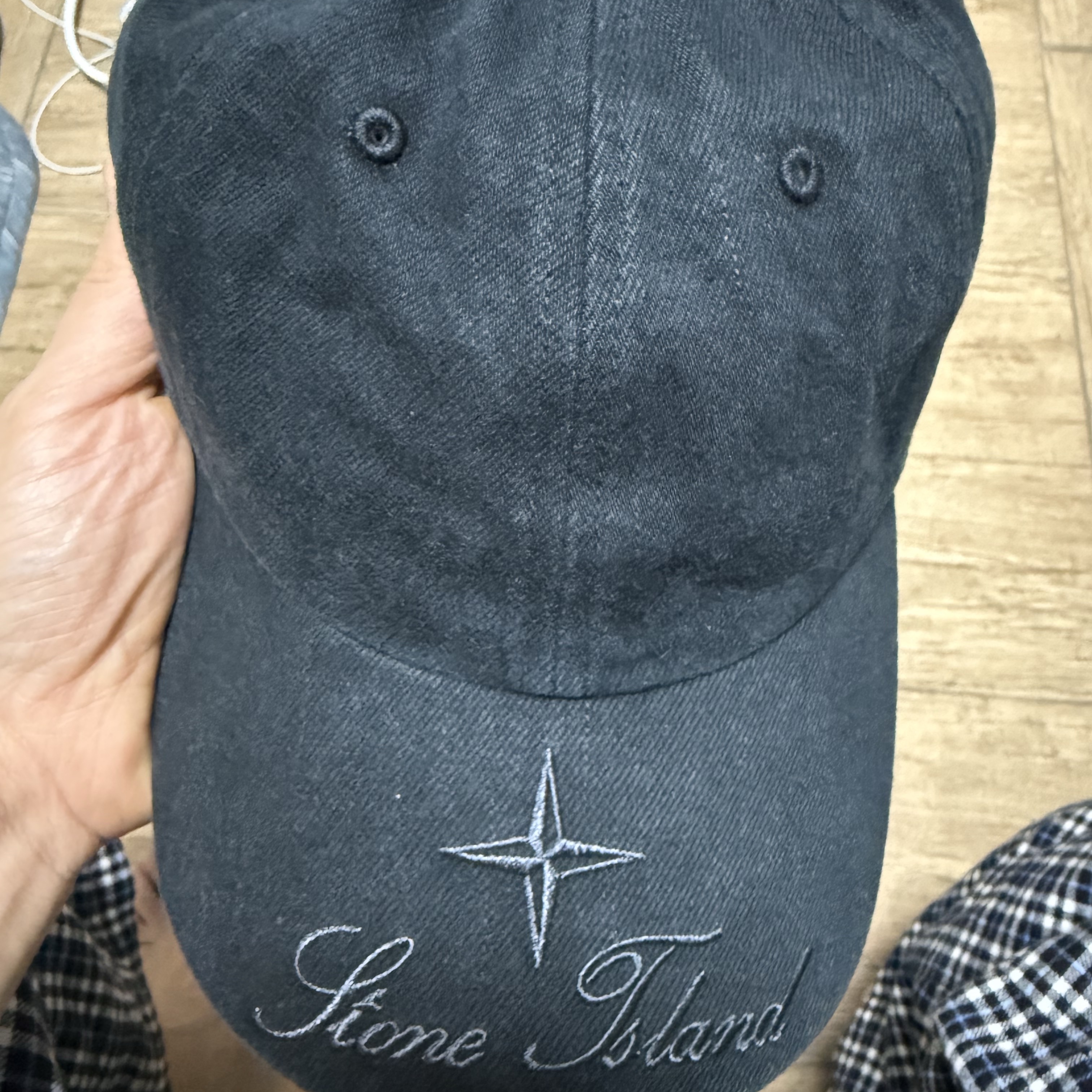 Supreme x Stone Island Denim 6-Panel Black - 23FW 착용 스타일 - 1