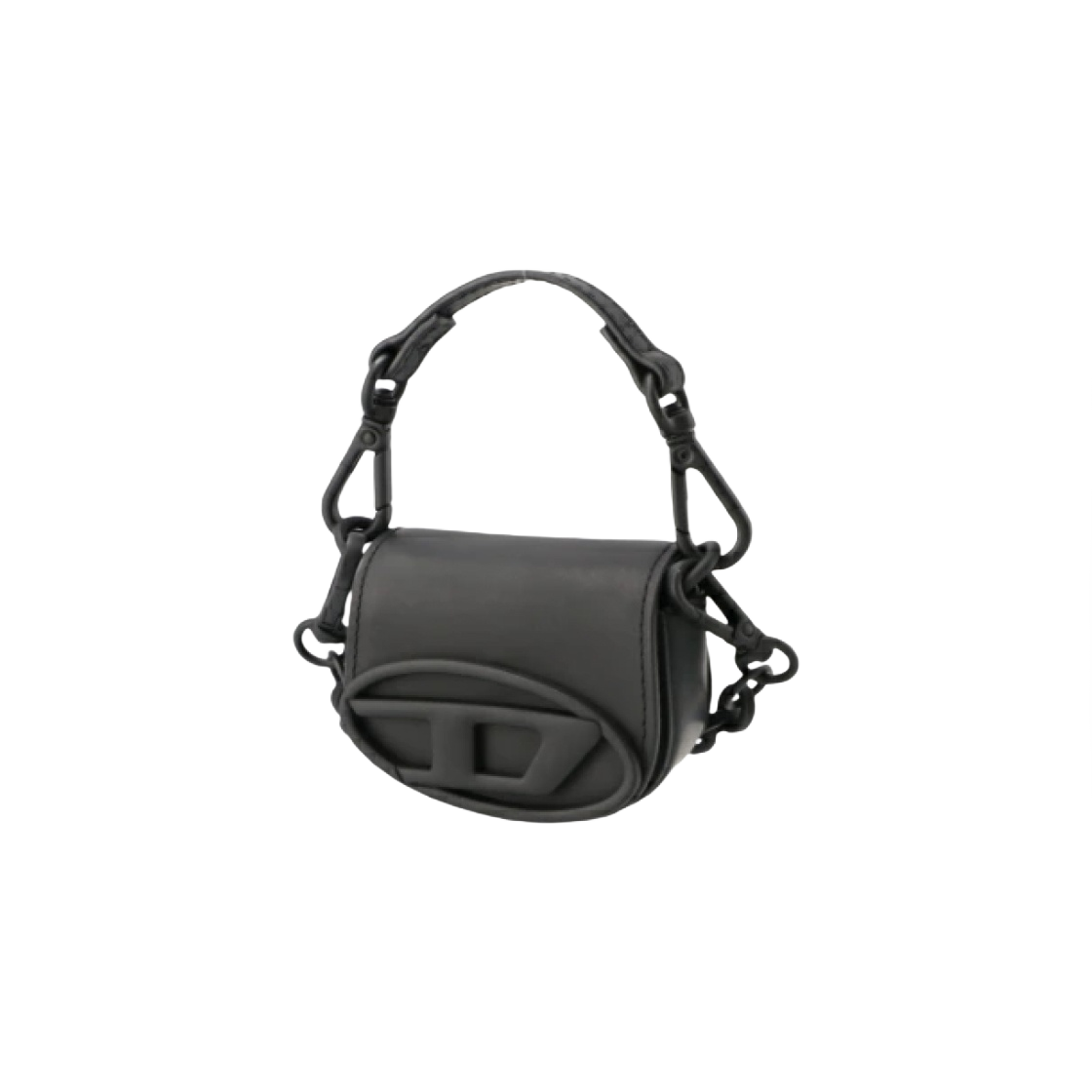 X09889P6248-T8013 Diesel 1DR XXS Chain Iconic Micro Bag Charm in Matte Leather Black