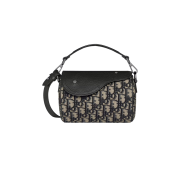Dior Mini Roller Bag Strap Beige Black Dior Oblique Jacquard Black Grained Calfskin