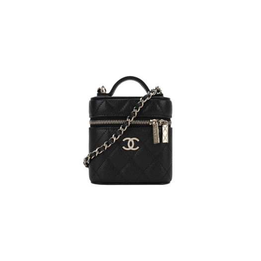 Chanel Small Vanity with Chain Grained Calfskin & Gold Black