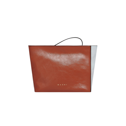 Marni Leather Museo Soft Clutch Rust Cloud Black