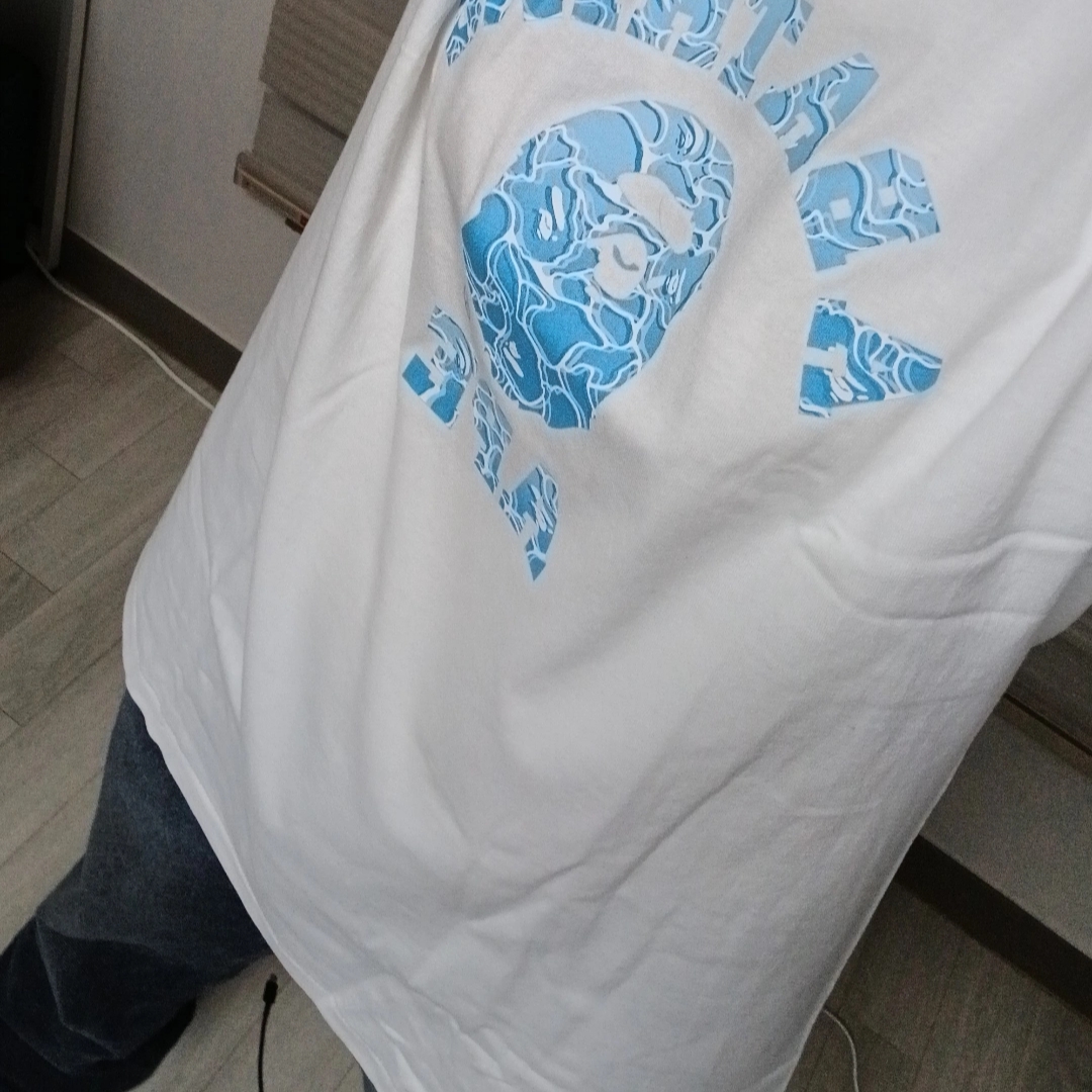 BAPE ABC Sea Surface Camo College T-Shirt White 착용 스타일
