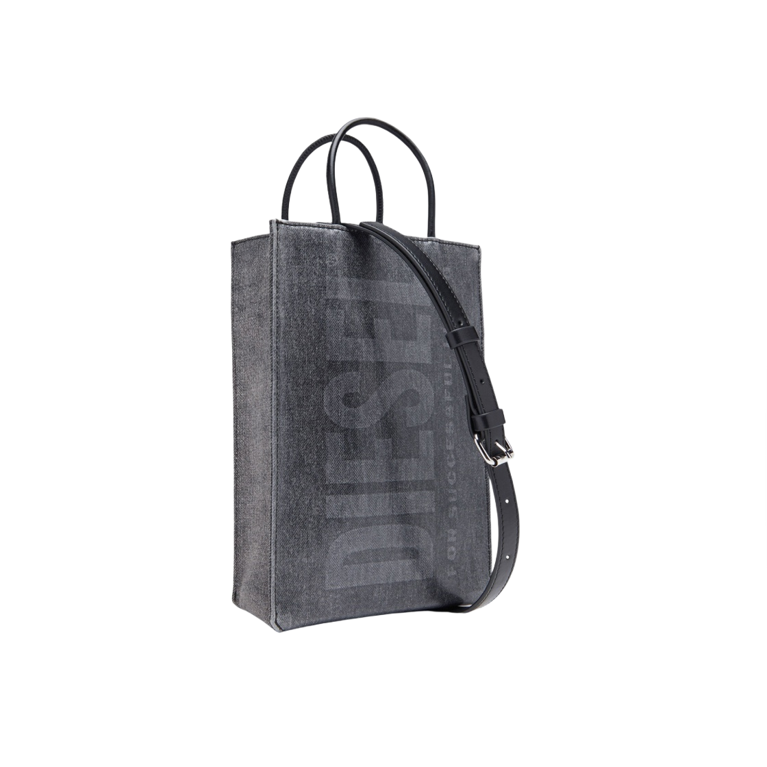 디젤 DSL 미디움 쇼퍼백 인 코티드 마블 데님 블랙(Diesel DSL Medium Shopper Bag in Coated Marbled Denim Black) - 2