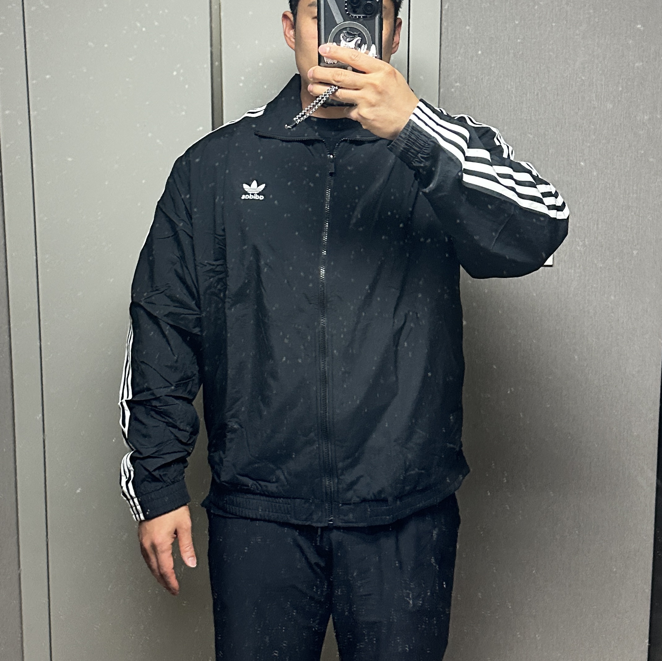 Adidas Adicolor Woven Firebird Track Top Black  - KR Sizing 착용 스타일 - 1