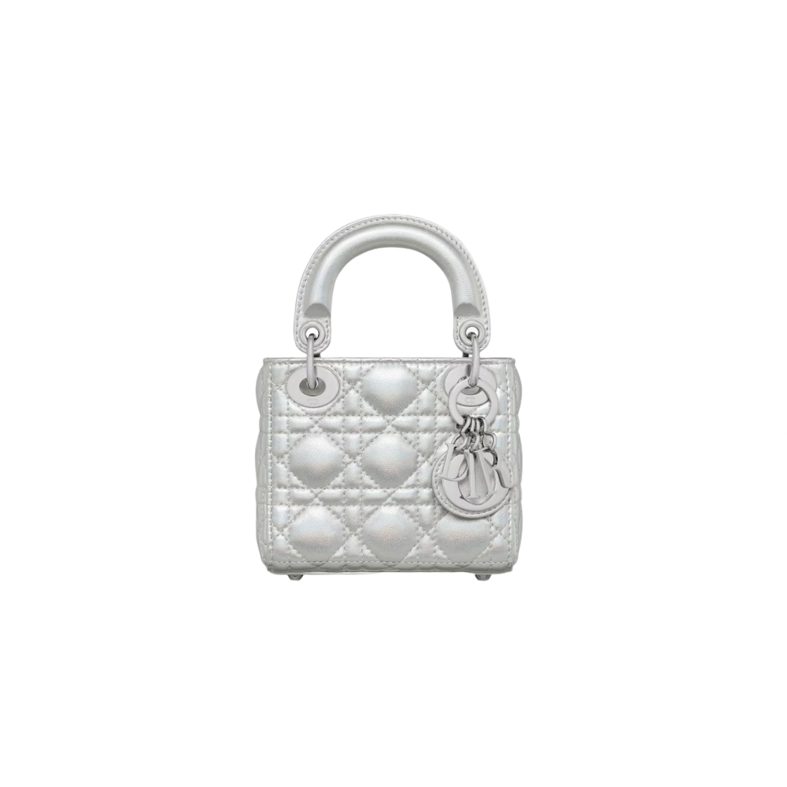 디올 레이디 디올 마이크로백 이리디센트 까나쥬 램스킨 메탈릭 실버 톤(Dior Lady Dior Micro Bag Iridescent Cannage Lambskin Metallic Silver Tone) - 1