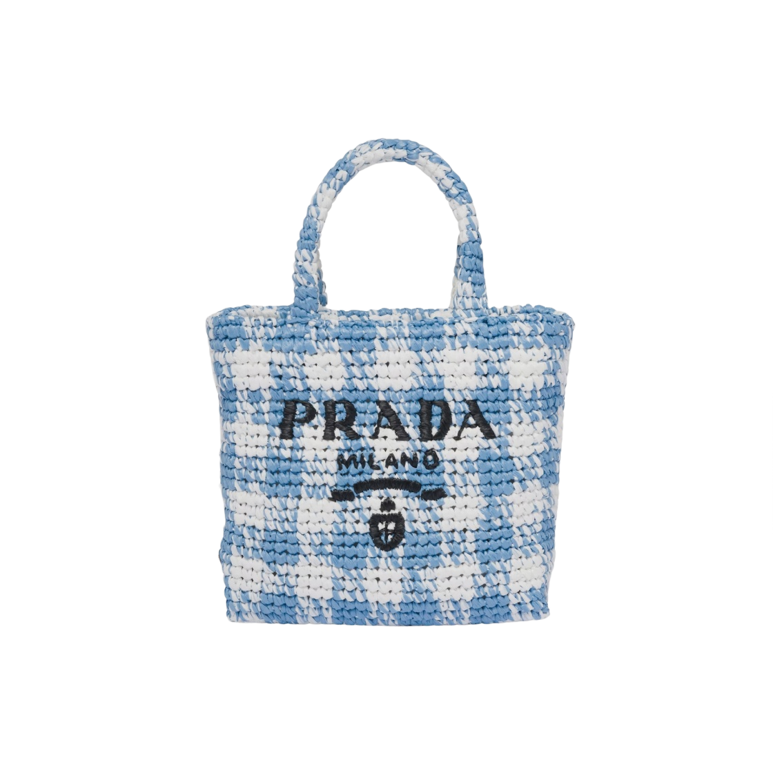 1BG422-2A2T-F0076 Prada Small Crochet Tote Bag Light Blue
