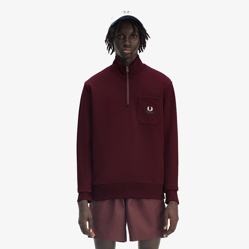 프레드페리 클럽하우스 엠브로이더드 챔피언 하프집 스웻셔츠 옥스블러드(Fred Perry Clubhouse Embroidered Champion Half Zip Sweatshirt Oxblood) - 2