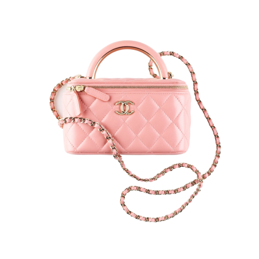Chanel Vanity With Chain Lambskin & Gold Pink