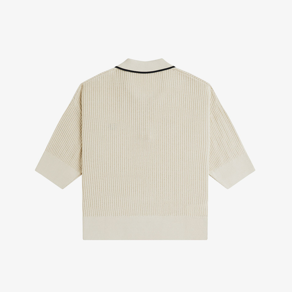 프레드페리 우먼즈 오픈 칼라 메시 니트 셔츠 오트밀(Fred Perry Womens Open-Collar Mesh Knit Shirt Oatmeal) - 6