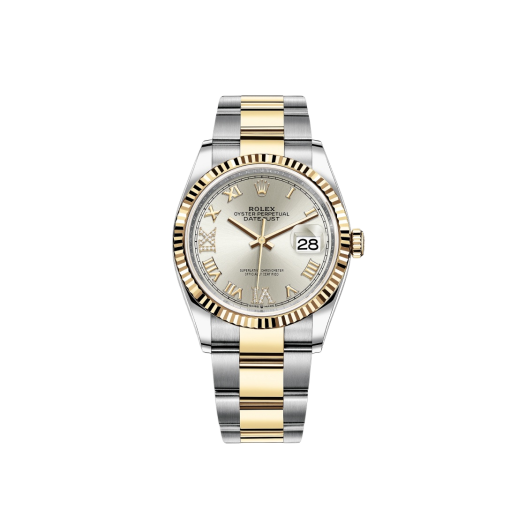 Rolex Datejust 36mm 126233 Silver Roman Diamond-Set Oyster