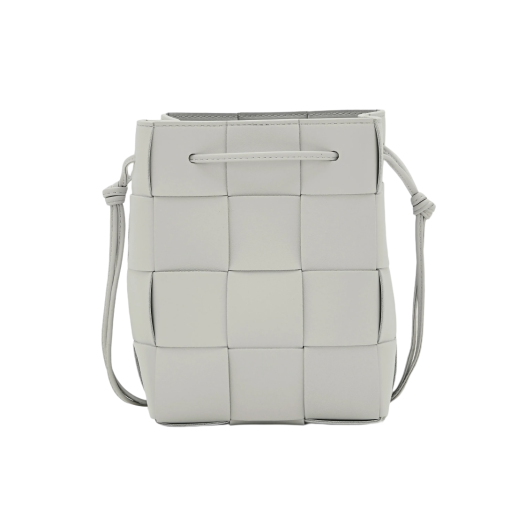 Bottega Veneta Small Leather Cassette Bucket Bag Grey