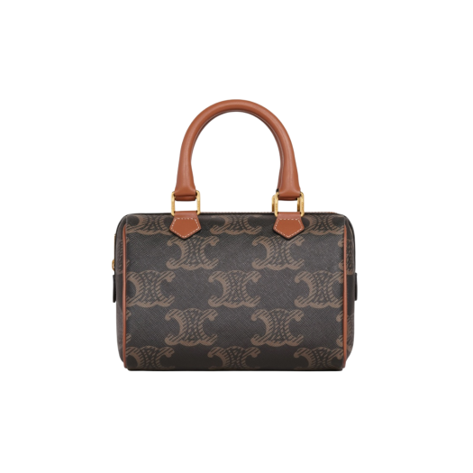 Celine Small Boston in Triomphe Canvas XL and Calfskin Tan
