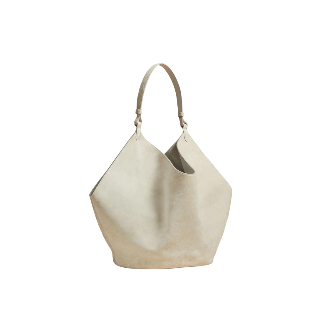 H2005-726-211 Khaite The Medium Lotus Tote Bag in Calfskin Suede Grey