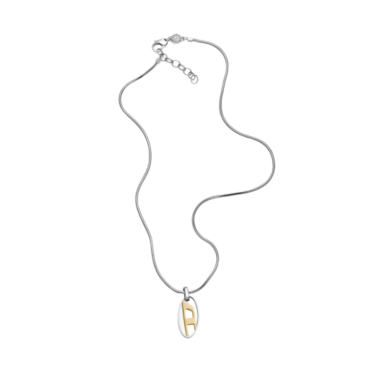 Diesel Dx1421 Two-Tone Stainless Steel Pendant Necklace Silver