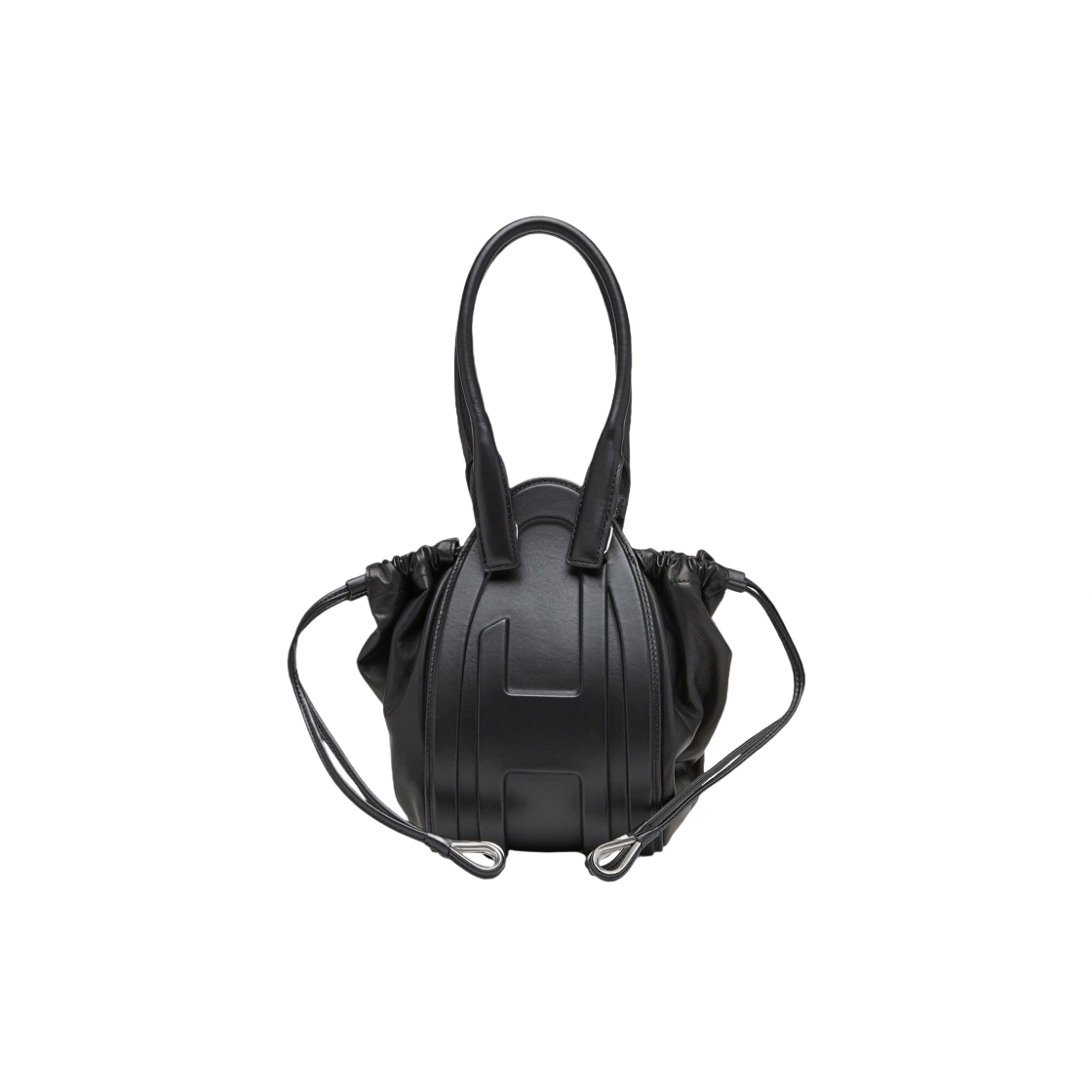 디젤 1DR-폴드 XS 오발 로고 나파 레더 핸드백 블랙(Diesel 1DR-Fold XS Oval Logo Handbag in Nappa Leather Black) - 1
