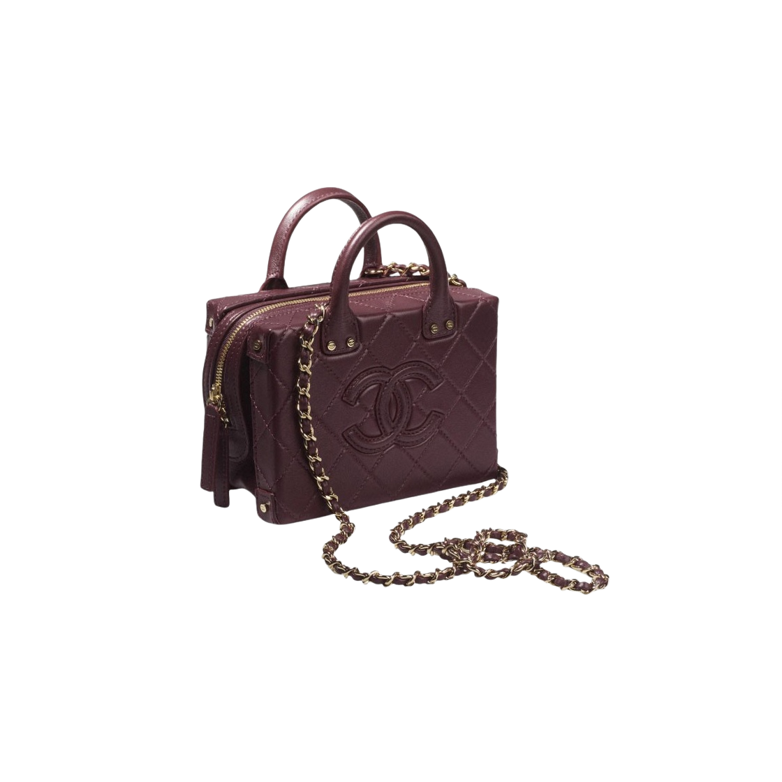 샤넬 스몰 코스메틱 케이스 카프스킨 & 골드 메탈 버건디(Chanel Small Vanity Case Calfskin & Gold Burgundy) - 2